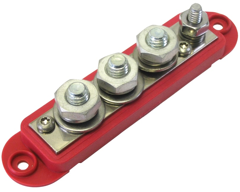 Distribution Bus Bar 4 Point Red