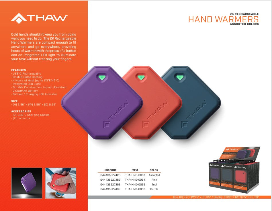 THAW 2K Rechargable Handwarmers