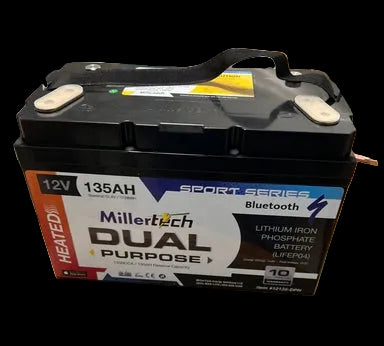 12v 135ah Millertech Heated Dual Purpose Battery w/ Bluetooth.