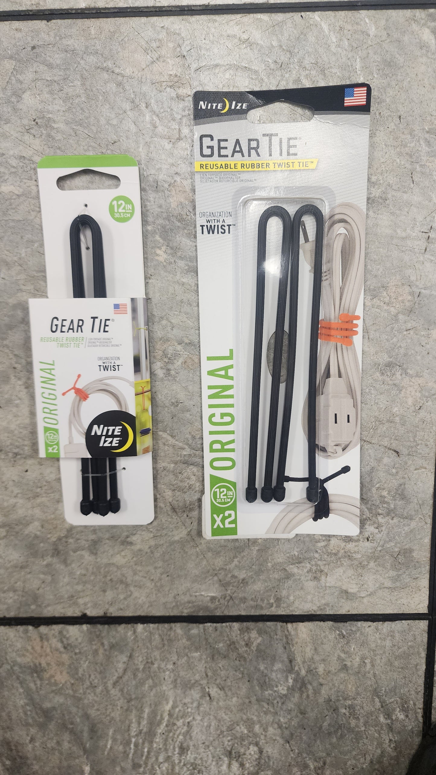 Gear Tie 12" Reusable Rubber Twist Tie 2 Pack