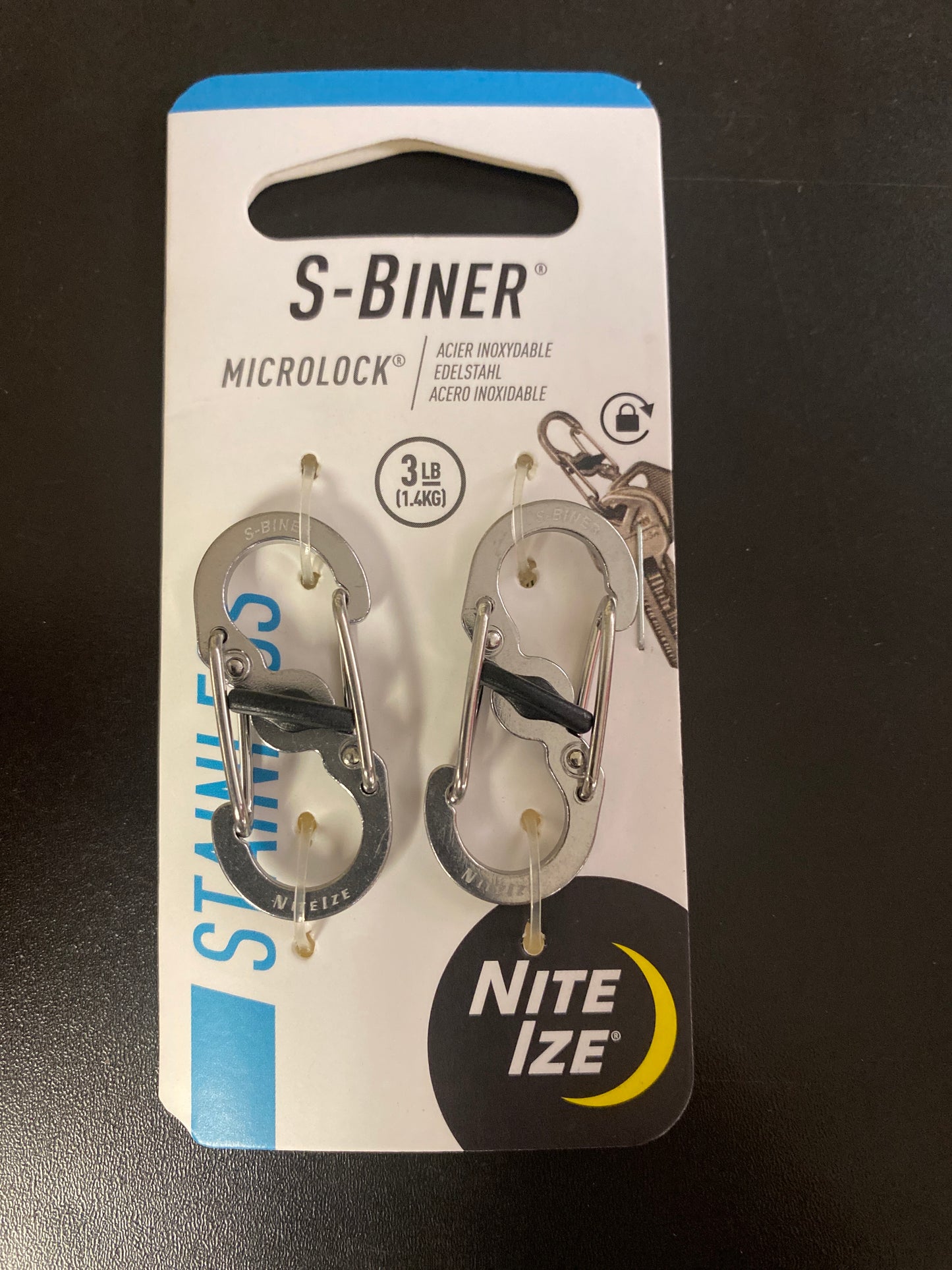 S-Biner® MicroLock® Stainless Steel - 5 Pack - Black