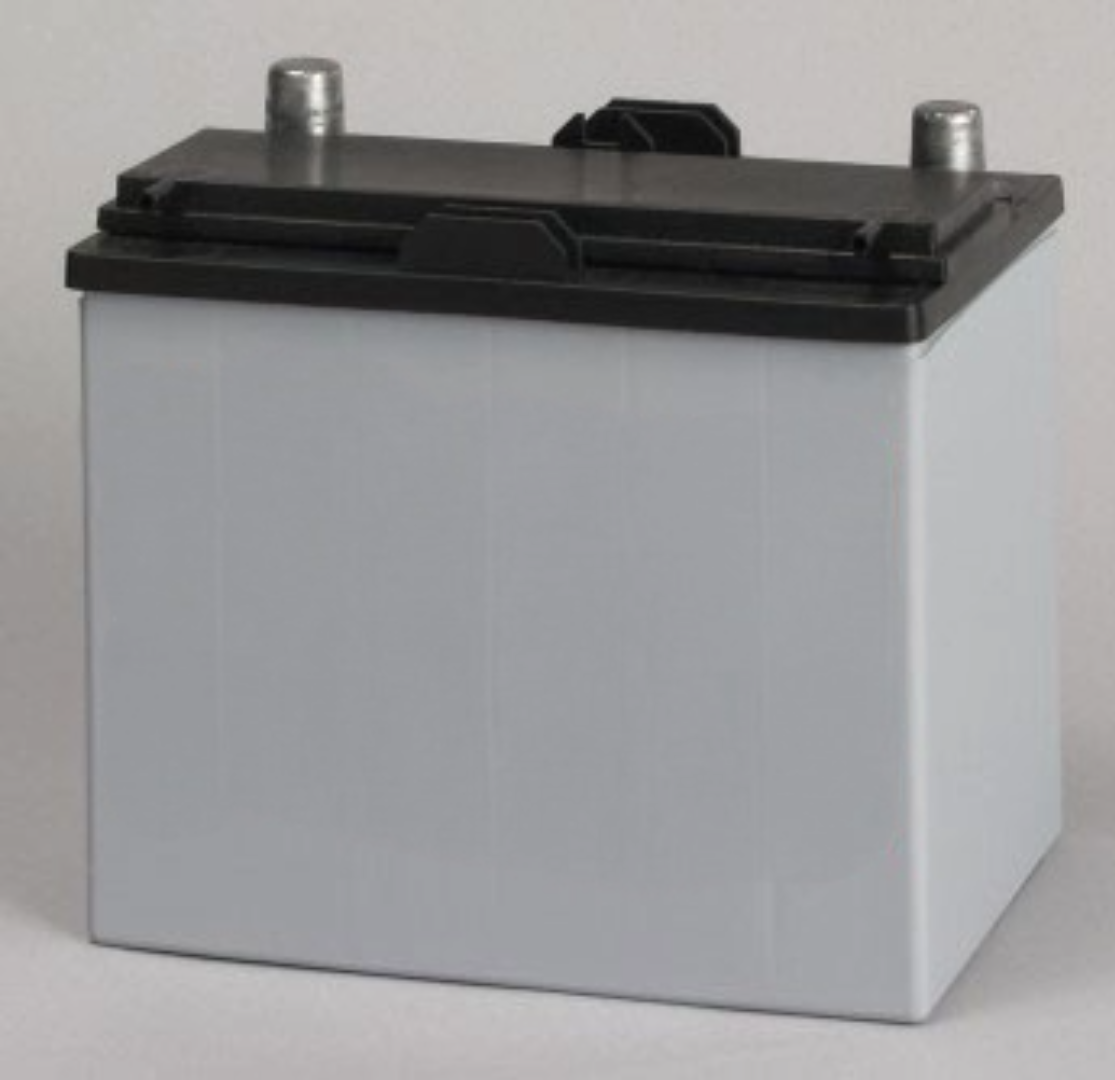 Car battery on a gray background