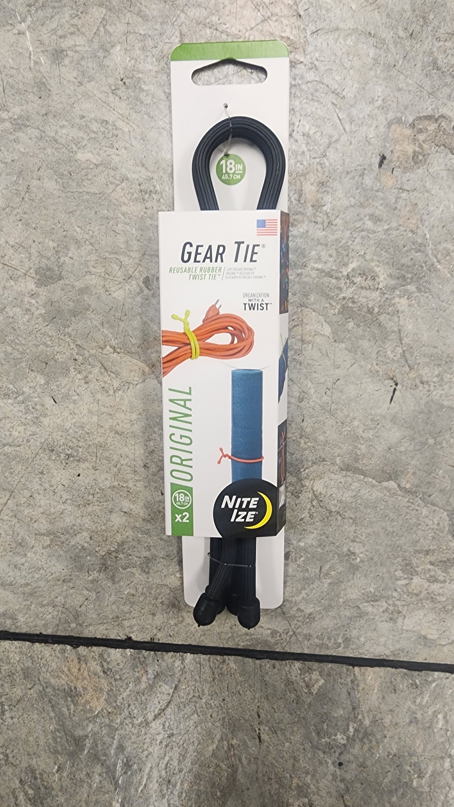 Gear Tie Rubber Reusable Twist Tie 18" 2 Pack