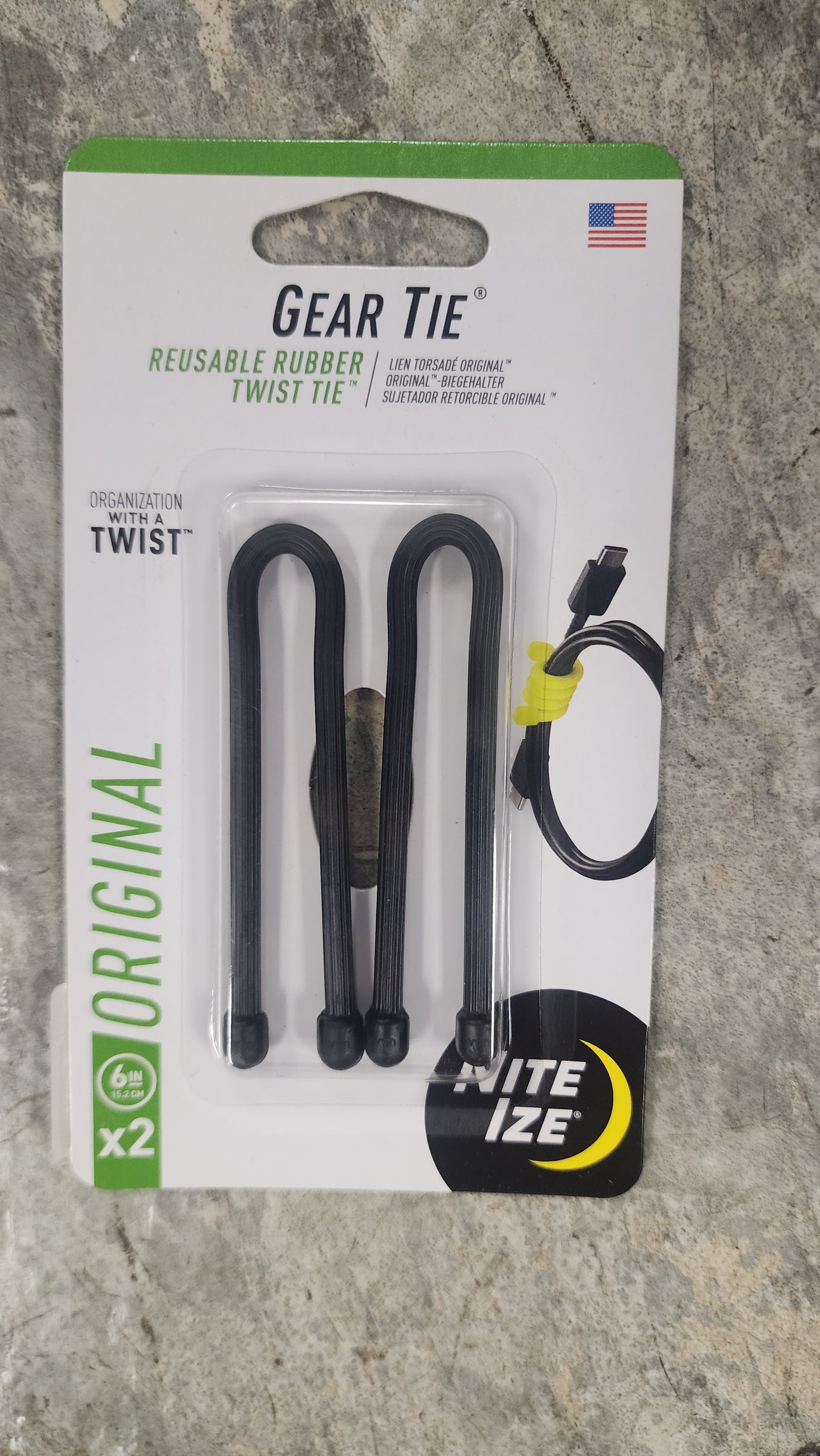 Gear Tie 6" Reusable Rubber Twist Tie 2 Pack