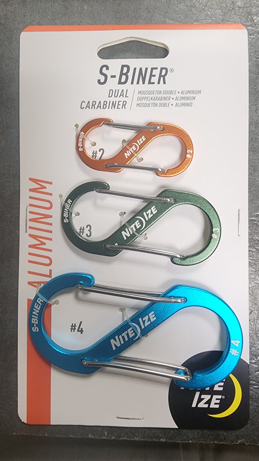 S-Biner® Aluminum Dual Carabiner Combo - 3 Pack - Assorted